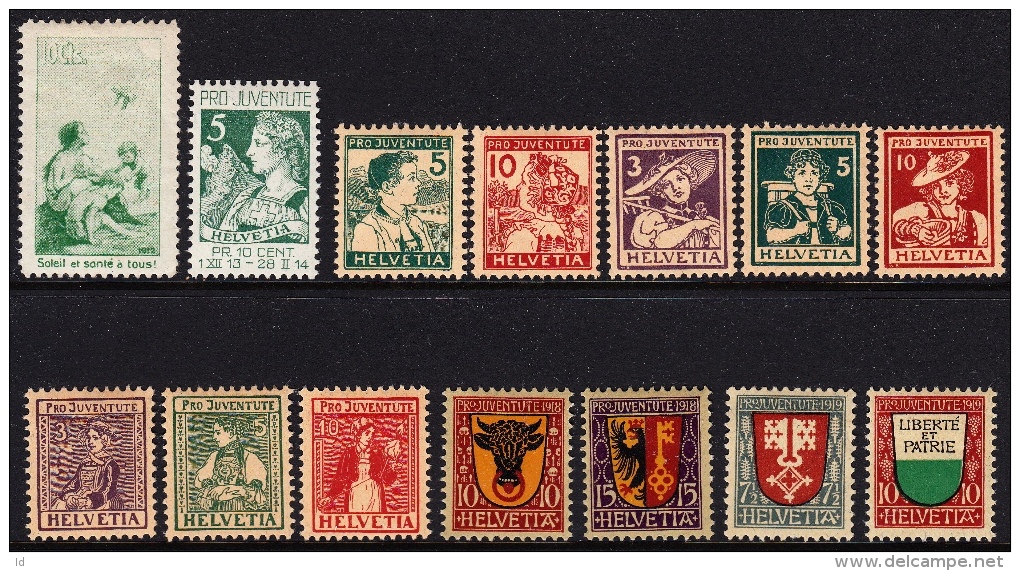 SWITZERLAND  - PRO-JUVENTUTE LOT FROM 1912/1925 MINT HINGED - CLEAN - Nuevos