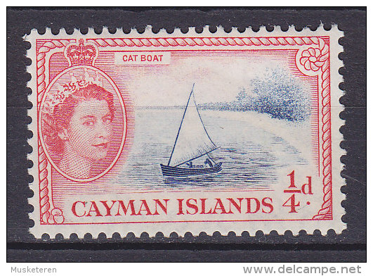 Cayman Islands 1953 Mi. 136    1/4 P Queen Elizabeth & Cat Boat Fischerboot MH* - Cayman Islands