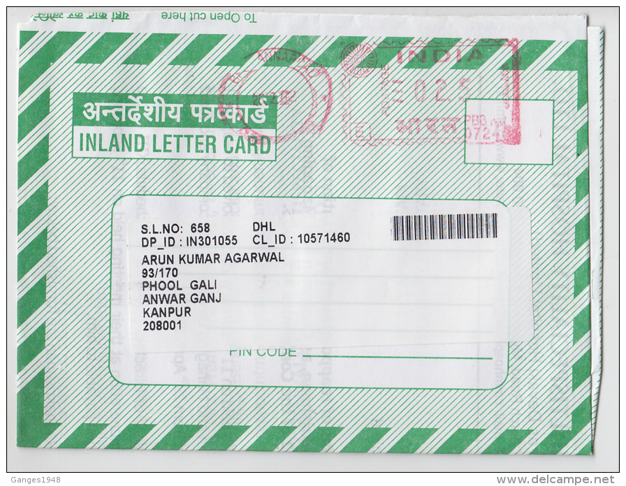 India  2012  Meter Frank  25 (P) Postal Stationery  Inland Letter Card # # 83041  Inde Indien - Inland Letter Cards