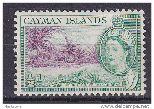 Cayman Islands 1953 Mi. 137    ½ P Queen Elizabeth II. & Coconut Grove Kokosnussplantage MH* - Iles Caïmans