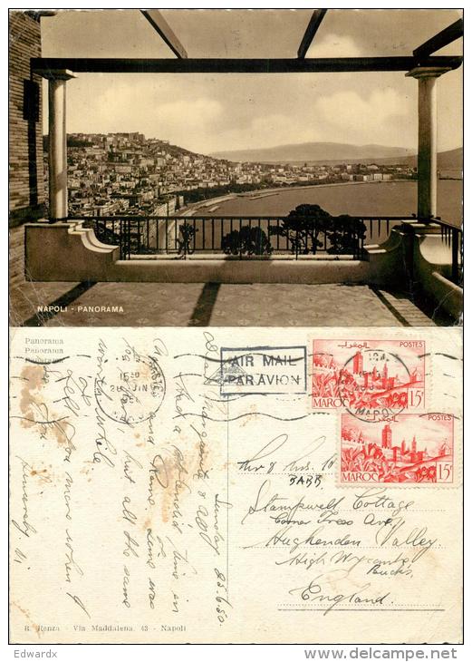 Napoli, Italy Postcard Used Posted To UK 1956 Morocco Maroc Stamp - Other & Unclassified