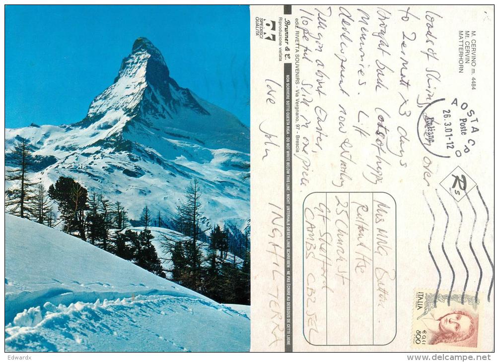 Cervino Matterhorn, Italy Italia Postcard Used Posted To UK 2001 Stamp - Other & Unclassified