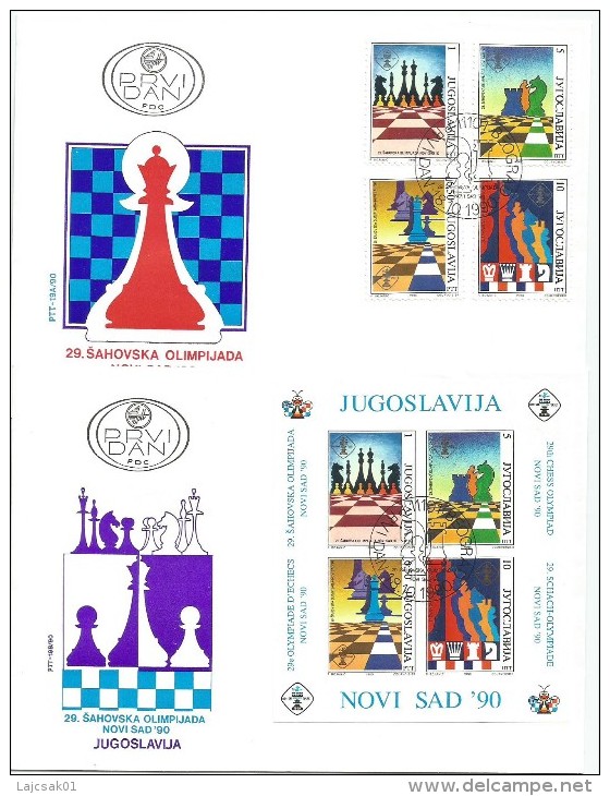 Yugoslavia 1990. FDC (2)  29th Chess Olympiad Novi Sad `90. - FDC