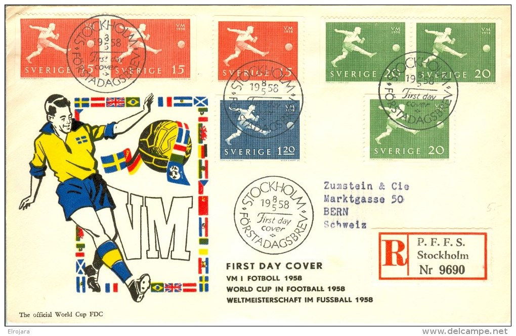 SWEDEN Registered First Day Cover To Switzerland With Cinderella On The Back. - 1958 – Sweden