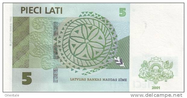 LATVIA P. 49b 5 L 2001 UNC - Lettonie