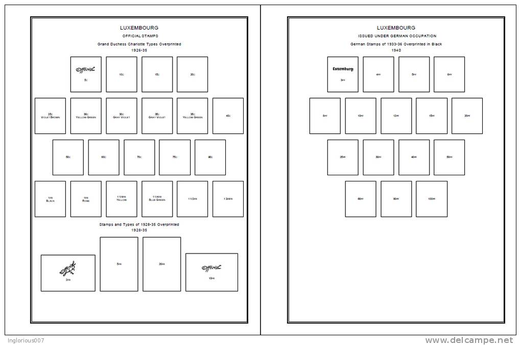 LUXEMBOURG STAMP ALBUM PAGES 1852-2011 (209 Pages) - Engels