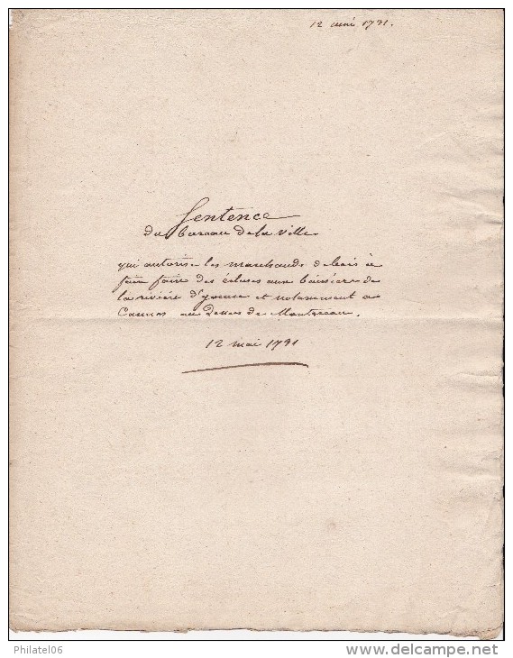 1791  SENTENCE DE TRIBUNAL  YONNE  BOIS  RIVIERE - Documents Historiques