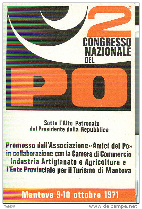 CONGRESSO NAZIONALE DEL PO, 1971, ANNULLO SPECIALE FIGURATO SU CARTOLINA DEDICATA, MANTOVA - Other & Unclassified