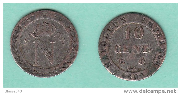 10 Centimes à L'N Couronnée - 1809 H ( H à Gauche, Atelier Inversé - La Rochelle - Autres & Non Classés