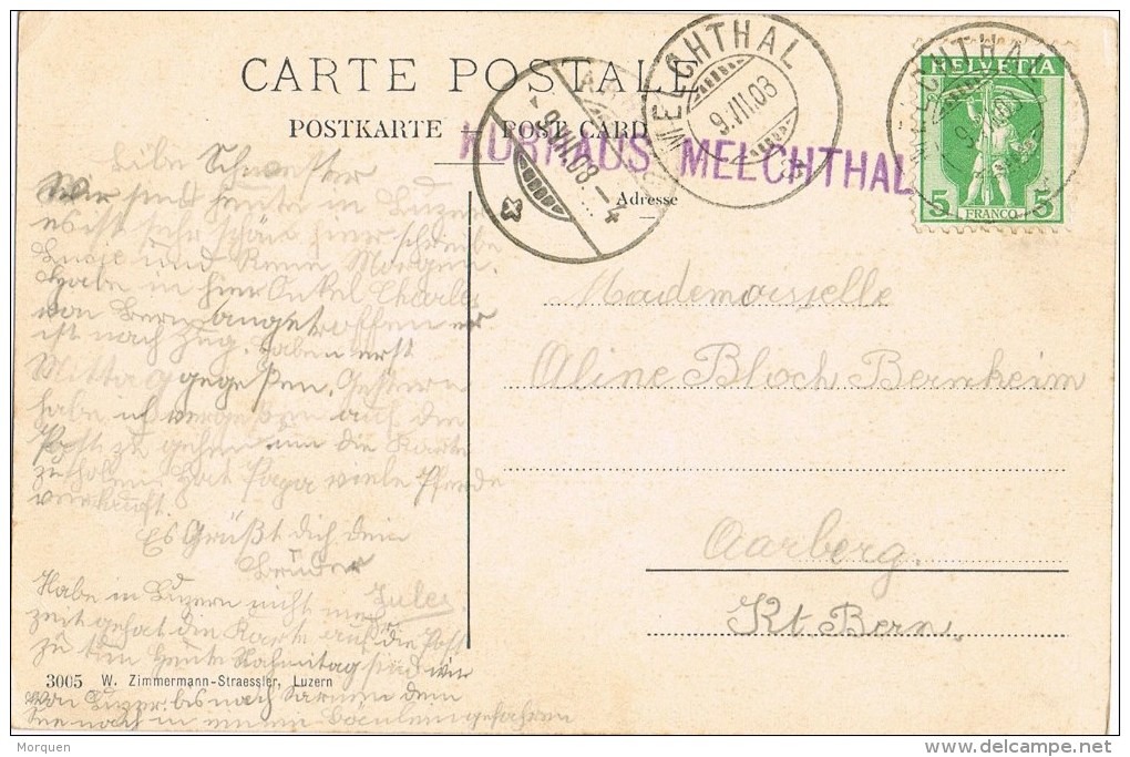 9011. Postal MELCHTAL (Suisse) 1903. Lineaire Kurhaus Melchtal - Covers & Documents