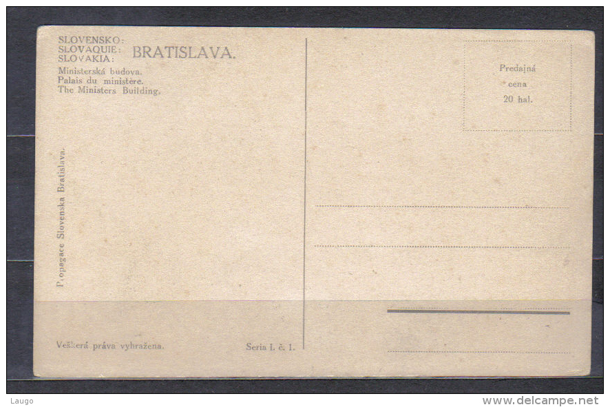 Slovakia Postcard Bratislava  Ministerska Budova , Minister S Building  Unused   , Quality See Scan - Slowakei