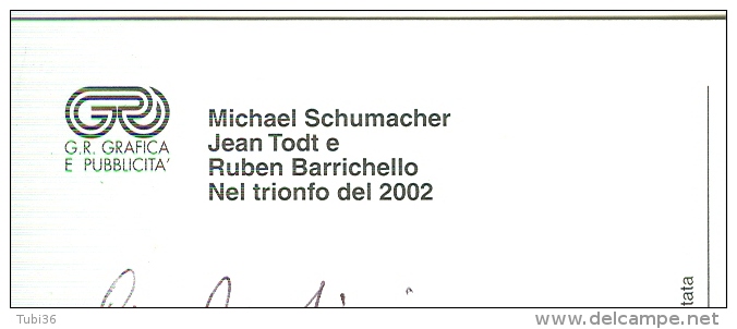 FERRARI TEAM, SCHUMACHER, TODT, BARRICHELLO, TRIONFO DEL 2002, N/V, FOTO CREMONINI,  N/V - Car Racing - F1