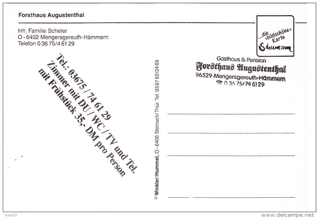 Gasthaus Und Pension "Forsthaus Augustenthal"  Mengersgereuth-Hämmern - Sonneberg