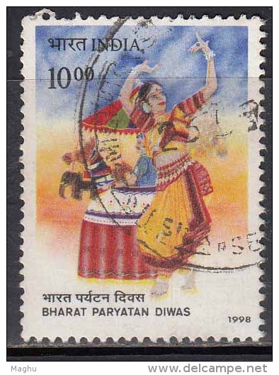 India Used 1998, Bharat Paryatan Diwas, Tourism Day, Elephant, Horse Dance, Costume, Culture (Sample Image) - Oblitérés