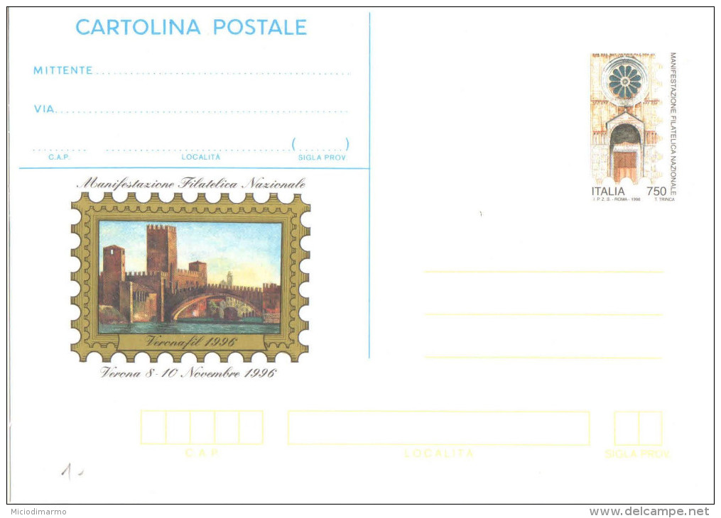 I381) ITALIA CARTOLINA POSTALE VERONAFIL DEL 1996 NUOVA - Postwaardestukken