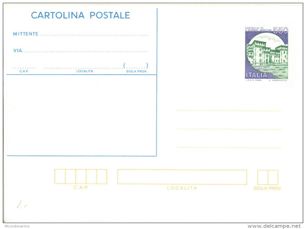 I772) ITALIA CARTOLINA POSTALE CASTELLO DI S.GIORGIO DA LIRE 550 NUOVA - Interi Postali