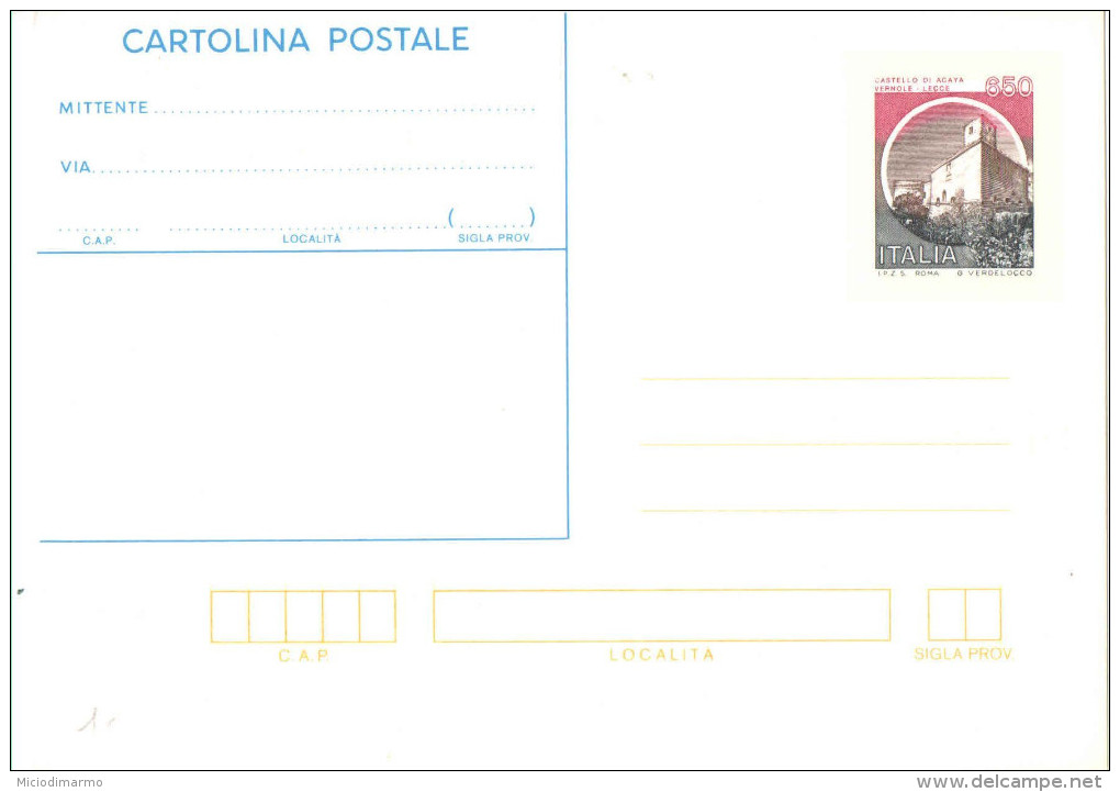 I425) ITALIA CARTOLINA POSTALE CASTELLO DI ACAYA DA LIRE 650 NUOVA - Interi Postali