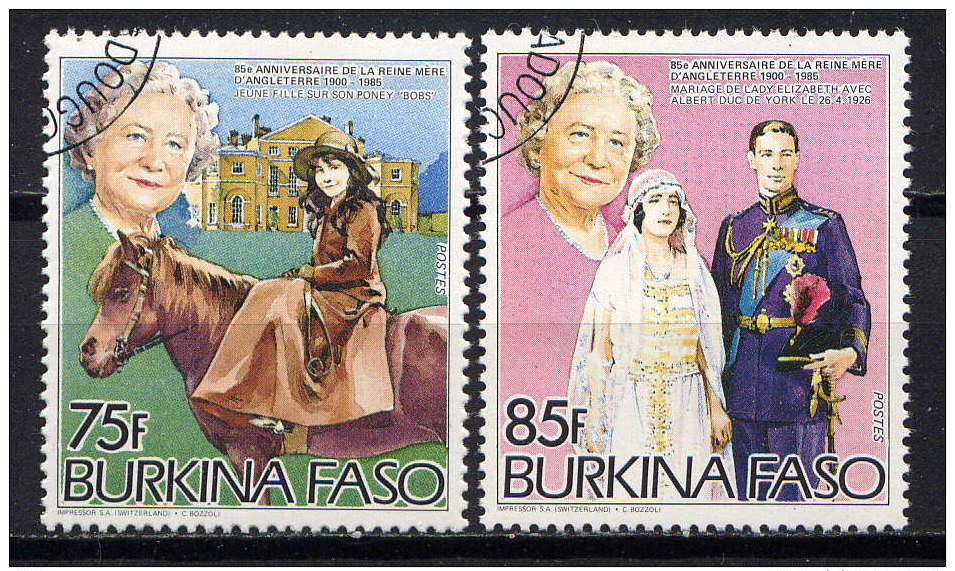BURKINA-FASO - N° 643/644° - 85è ANNIVERSAIRE DE LA REINE -MERE ELIZABETH - Burkina Faso (1984-...)