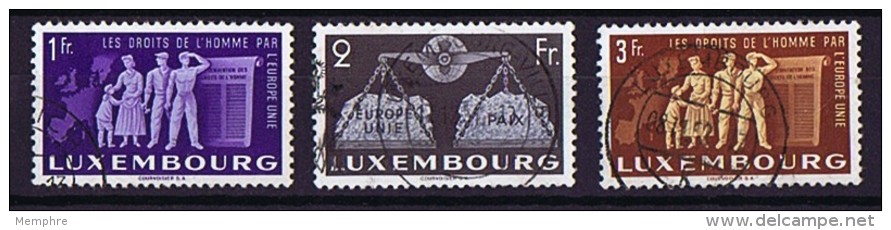 1951  En Faveur De L'Europe Unie 3 Valeurs: 1 Fr, 2 Fr, 3 Fr - Oblitérés