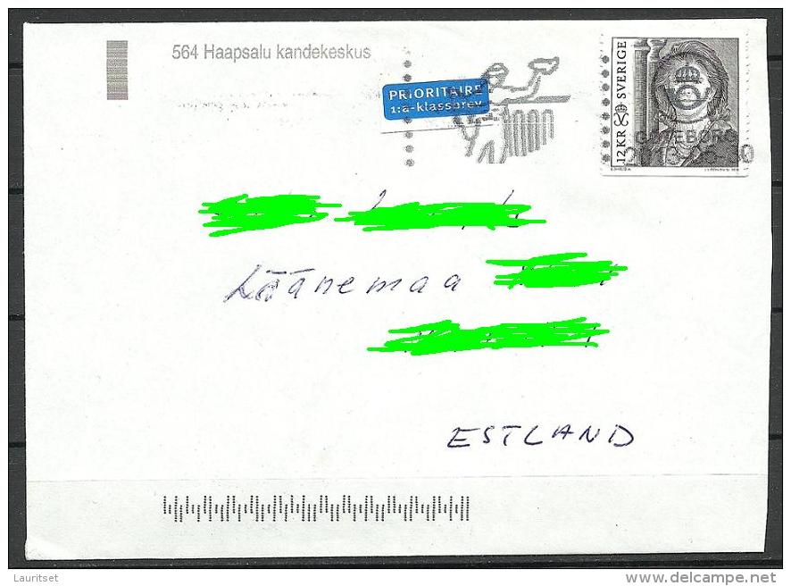 SCHWEDEN Sverige 2014 Flugpost Cover To Estland Estonia Prinzess Victoria Cachet Haapsalu Kandekeskus Hapsal - Storia Postale