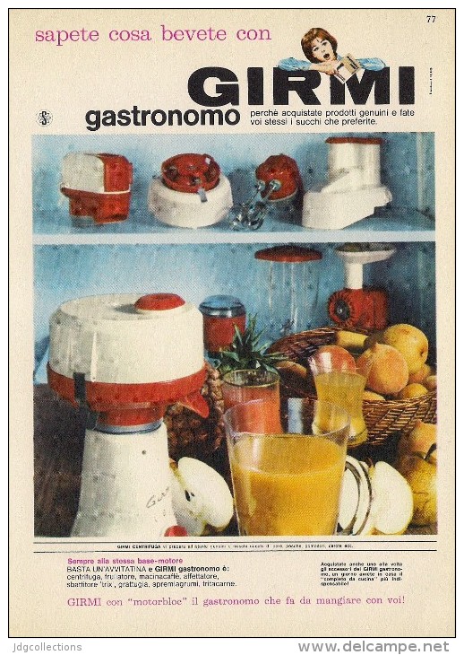 # GIRMI ROBOT DA CUCINA 1960s Advert Pubblicità Publicitè Reklame Roboter-Kucke Household Casa Menage Haushalt - Manifesti