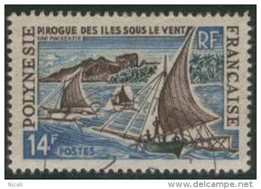 FRENCH POLYNESIA 1966 14f Boats SG 59 FU EJ164 - Oblitérés