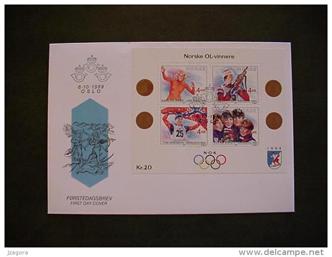 WINTER OLYMPIC GOLD MEDALS NORWAY NORGE NORWEGEN NORVÈGE 1989 MI BL 12 SKIING BIATHLON - FDC - Inverno1994: Lillehammer