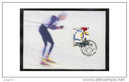 WINTER OLYMPIC NORWAY NORGE NORWEGEN NORVÈGE 1994 MI 1152 SKIING - Olympic Stamp On Maximum Card - Hiver 1994: Lillehammer