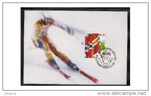 WINTER OLYMPIC NORWAY NORGE NORWEGEN NORVÈGE 1994 MI 1146 SKIING SLALOM - Olympic Stamp On Maximum Card - Invierno 1994: Lillehammer