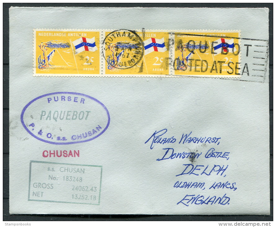 1967 Tokelau P &amp; O Orient Lines Steamship Chusan Paquebot Cristobal Canal Zone Cover - Tokelau
