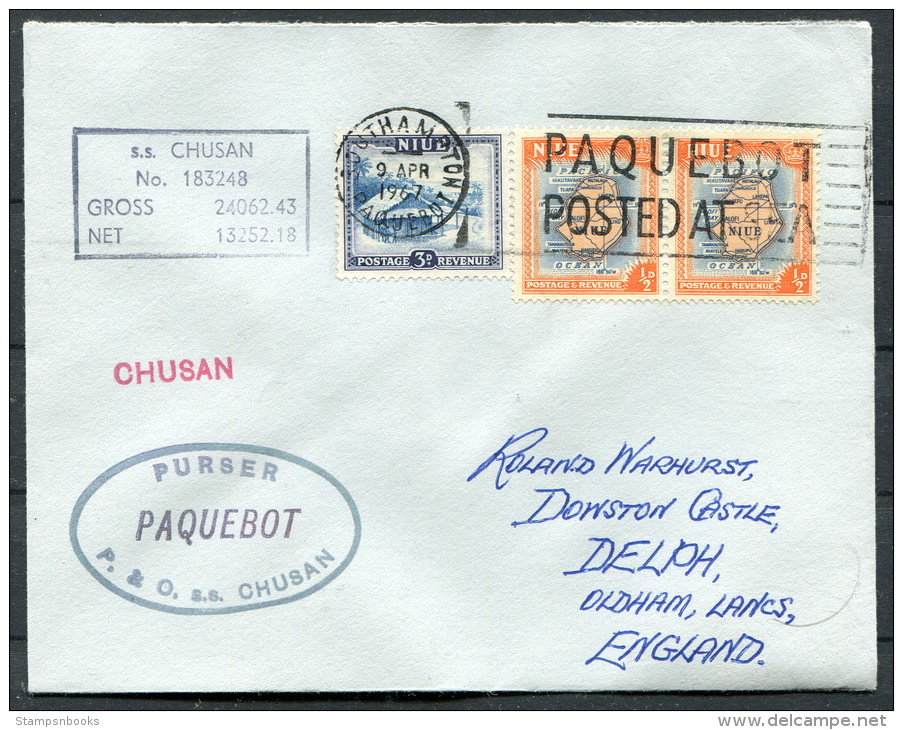 1967 Niue P &amp; O Orient Lines Steamship Chusan Paquebot Southampton Cover - Niue