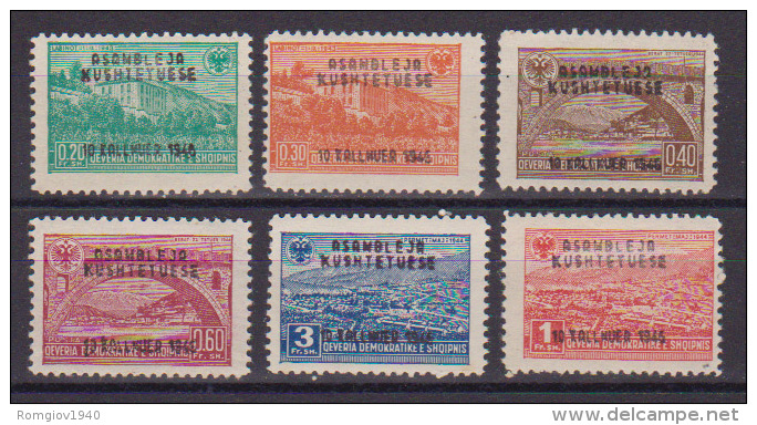 ALBANIA 1946 CONVOCAZIONE ASSEMBLEA COSTITUENTE SOPRASTAMPATO YVERT 335A-335F MLH VF - Albania