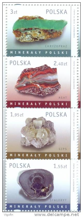 PL 2011-4492-5 MINERALS, POLAND, 1 X 4v, MNH - Mineralien