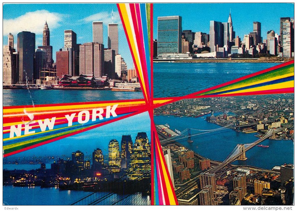 Multiview With Twin Towers, New York City NYC, United States USA US Postcard Used Posted To UK 2000 Stamp #2 - Other & Unclassified