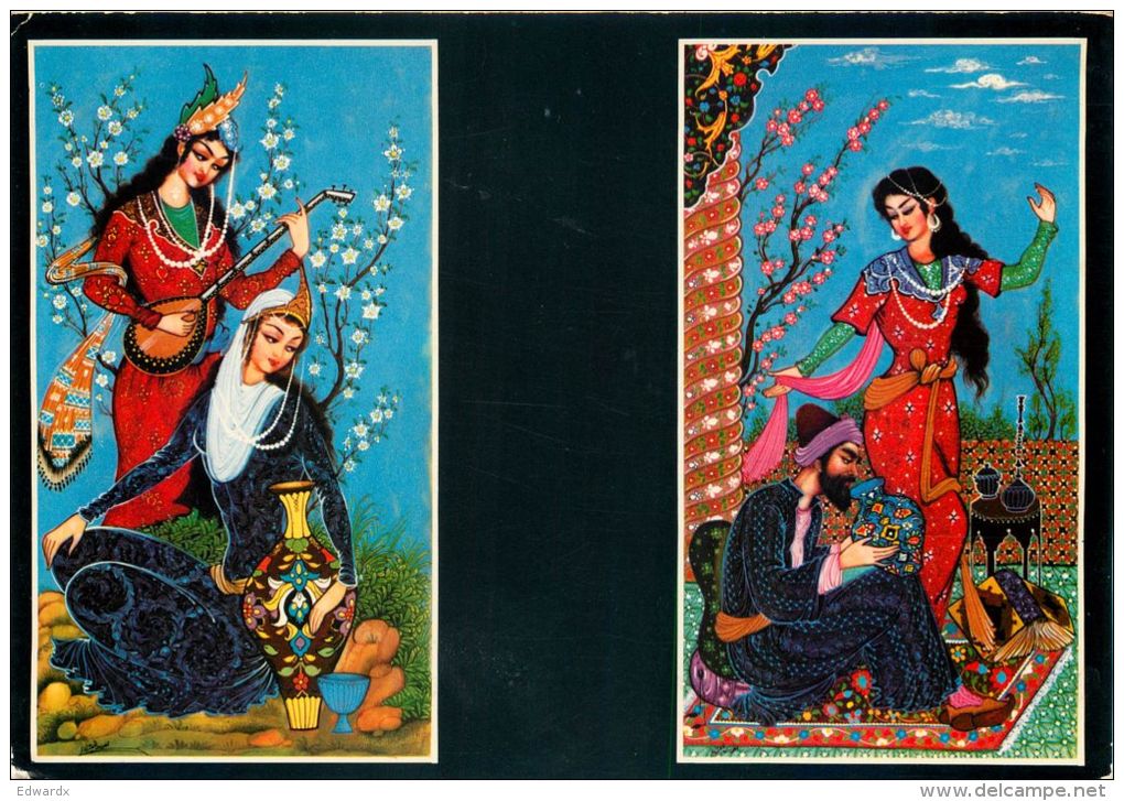 Miniature Paintings, Iran Postcard Used Posted To UK 1974 Meter - Iran