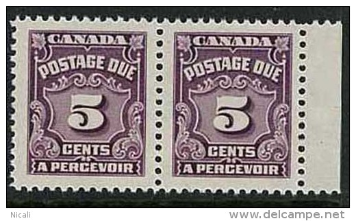 CANADA Postage Due 1935 5c Violet Pair UNHM SG D22 DL214 - Portomarken