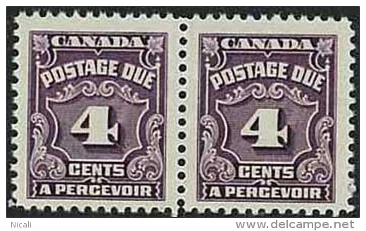 CANADA Postage Due 1935 4c Violet Pair UNHM SG D21 DL213 - Postage Due