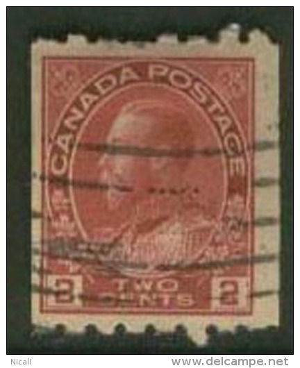 CANADA 1911 2c Carmine Coil KGV P8 X Imperf SG 224b U ED145 - Coil Stamps