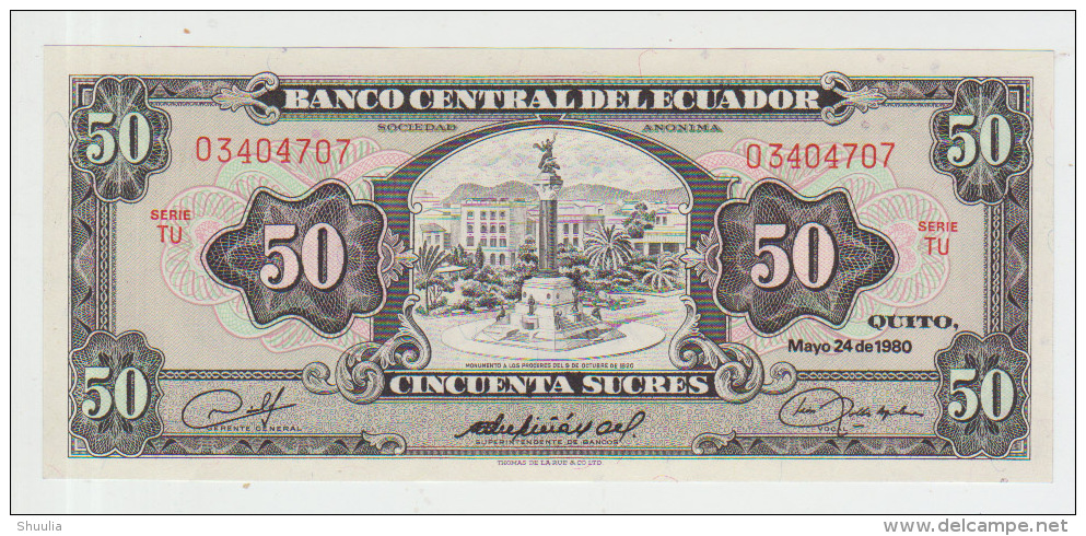 Ecuador  50 Sucres 1980 Pick 116e UNC - Ecuador