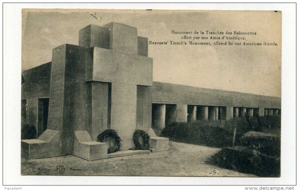 CP , MILITARIA , Monument De La Tranchée Des Baïonnettes Offert Par Nos Amis D'Amérique - War Memorials