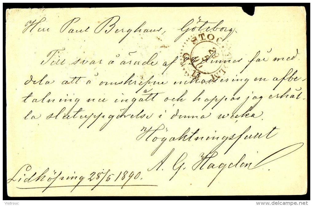 Entier Postal Suédois - Swedish Postcard - Circulé - Circulated - 1890. - Ganzsachen
