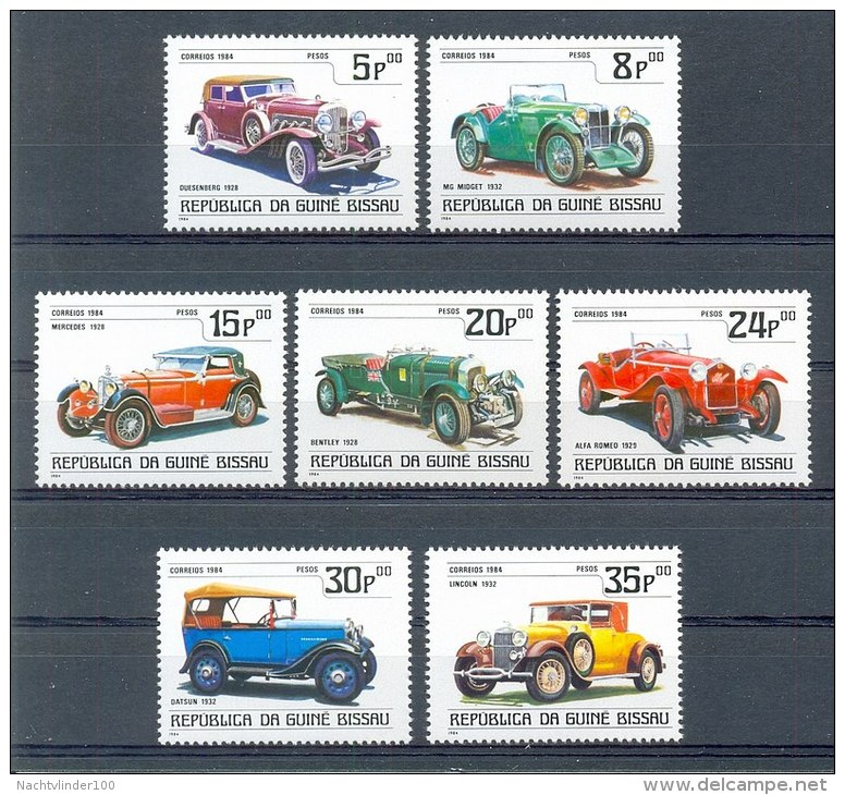 Mua239 TRANSPORT OUDE AUTO LINCOLN MERCEDES BENTLEY ALFA ROMEO MG MIDGET CLASSIC CAR ALTE AUTOS GUINÉ-BISSAU 1984 PF/MNH - Auto's