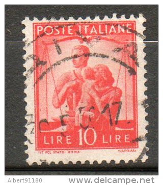 ITALIE  10l Vermillon 1945-48 N°497 - Used