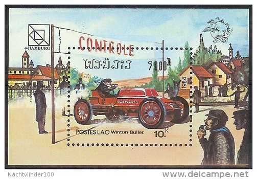 Mua642 TRANSPORT OUDE RACE AUTO WINTON BULLET UPU CLASSIC CAR ALTE AUTOS VOITURES CLASSIQUES LAOS 1984 PF/MNH - Autos