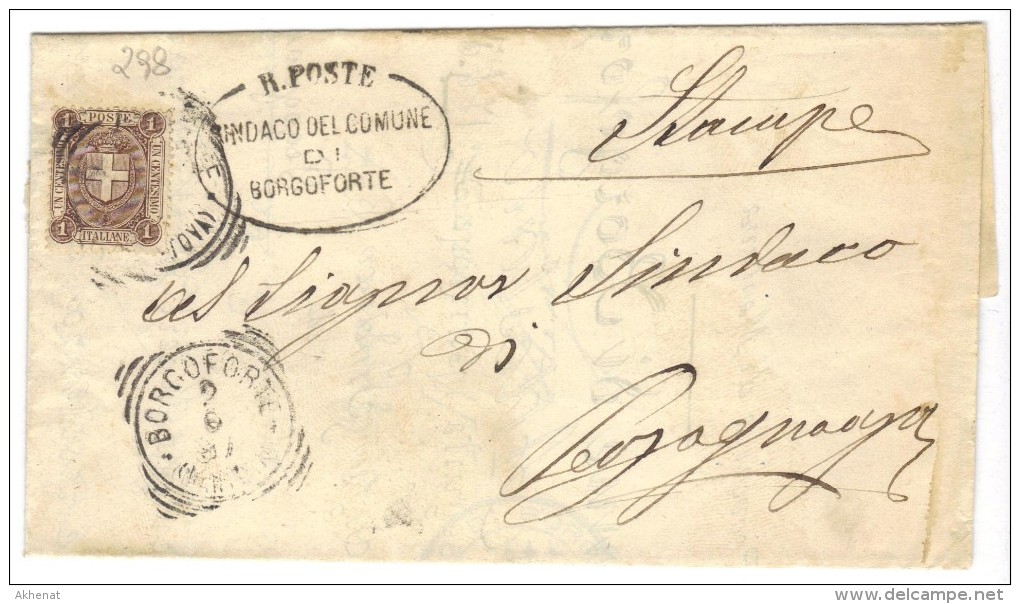 298/500 - REGNO 2/6/1897 , 1 Cent Isolato Da Borgoforte Per Pecognaga - Storia Postale