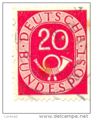 2-alef16. Sello Usado Alemania Federal. Yvert Nº 16. Básica. Cuerno Postal - Autres & Non Classés