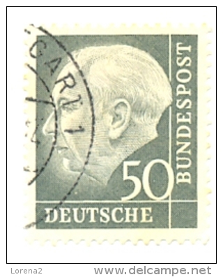 2-alef71A. Sello Usado Alemania Federal. Yvert Nº 71A. Presidente Theodor Heuss - Altri & Non Classificati