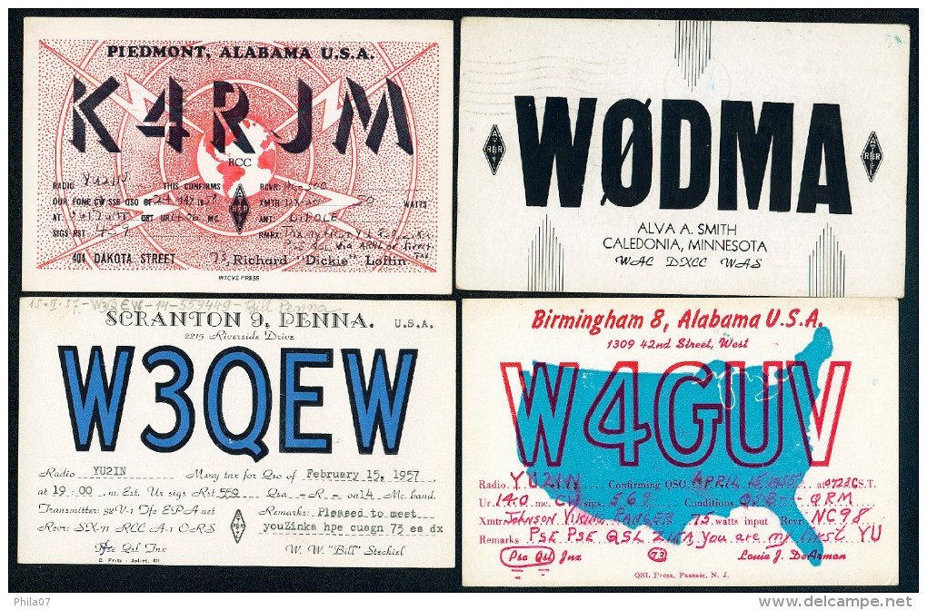 Carte QSL Radio Amateur - USA - 10 Different Cards ---- Scan Of Front And Back Side - Radio-amateur