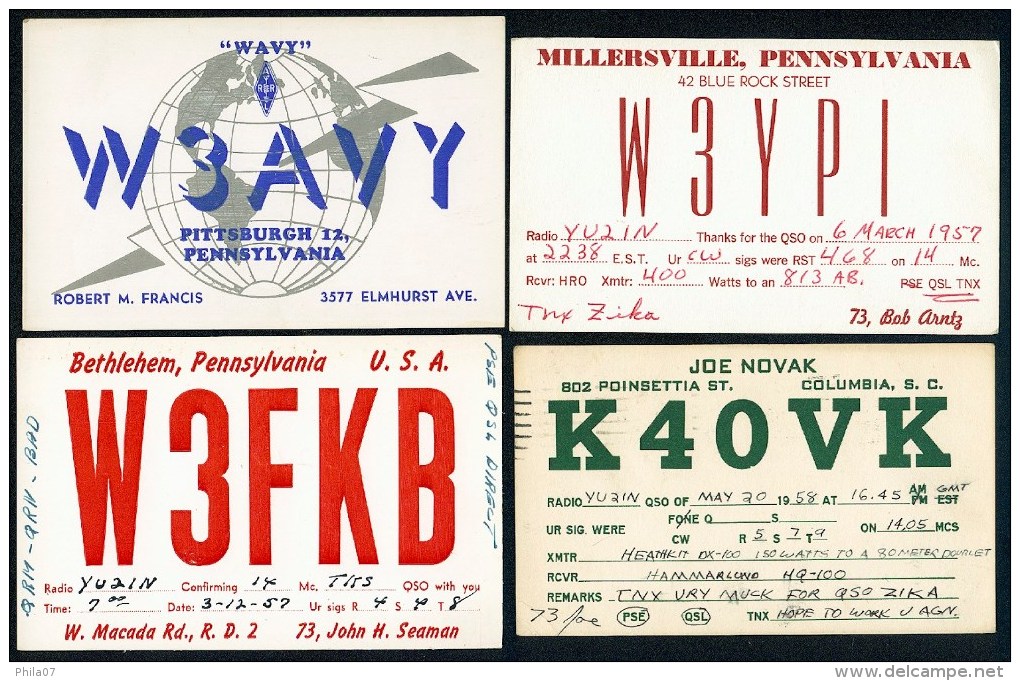 Carte QSL Radio Amateur - USA - 10 Different Cards ---- Scan Of Front And Back Side - Radio Amatoriale