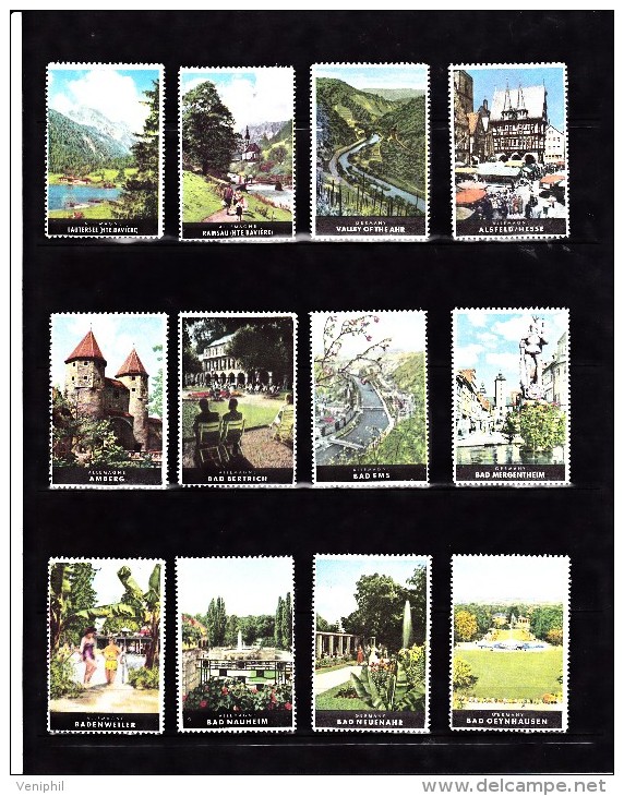 LOT DE 12 VIGNETTES TOURISME COULEURS  ALLEMAGNE -TTB- - Vignetten (Erinnophilie)